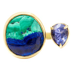 Tandem Ring, Oval Azurite-Malachite