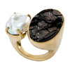 Tandem Ring, Natural Surface Obsidian
